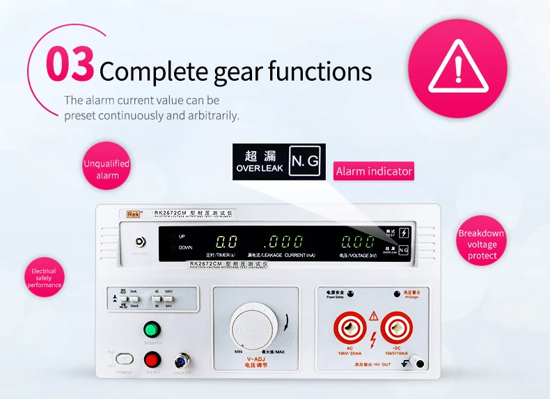 factory wholeprice electrical digital Hipot tester 20mA 100mA RK2672AM High voltage detector AC/DC 5kV