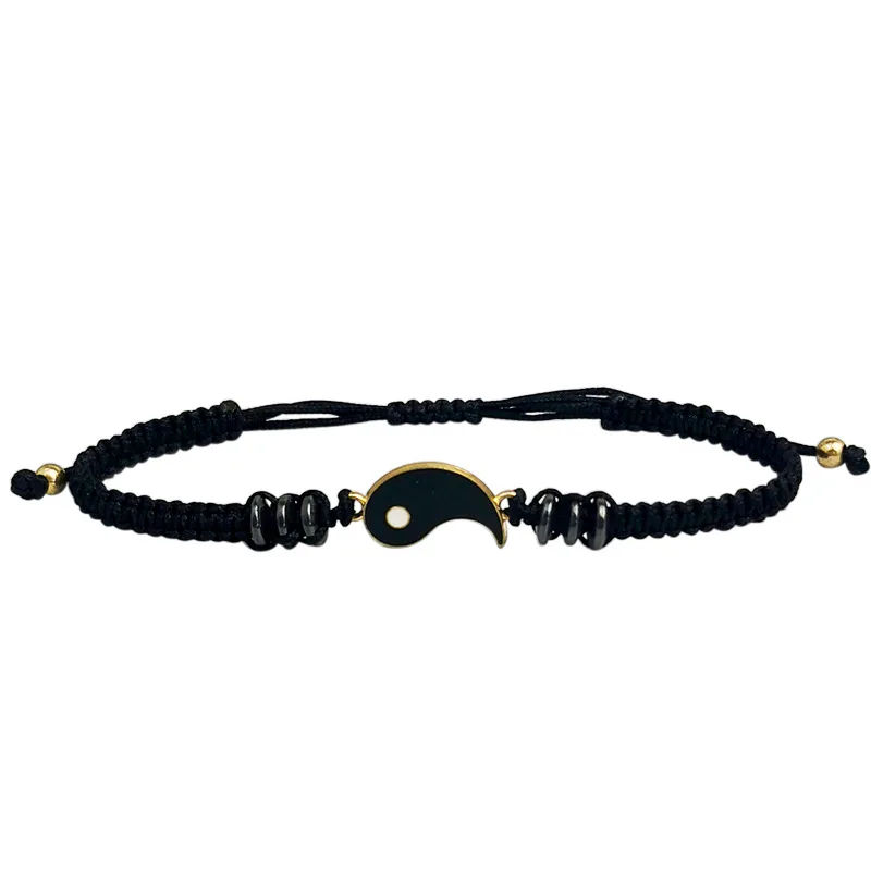 Fashion Adjustable Handmade Rope Bracelets Diamond Braided Bracelets Creative 2 Matching Yin Yang Tai Ji Bracelets for Women Men