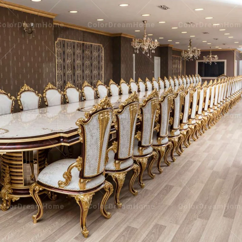 Turkey Dining Table with Carved Chair Furniture Custom Table Antique Large Classic Banquet hall table