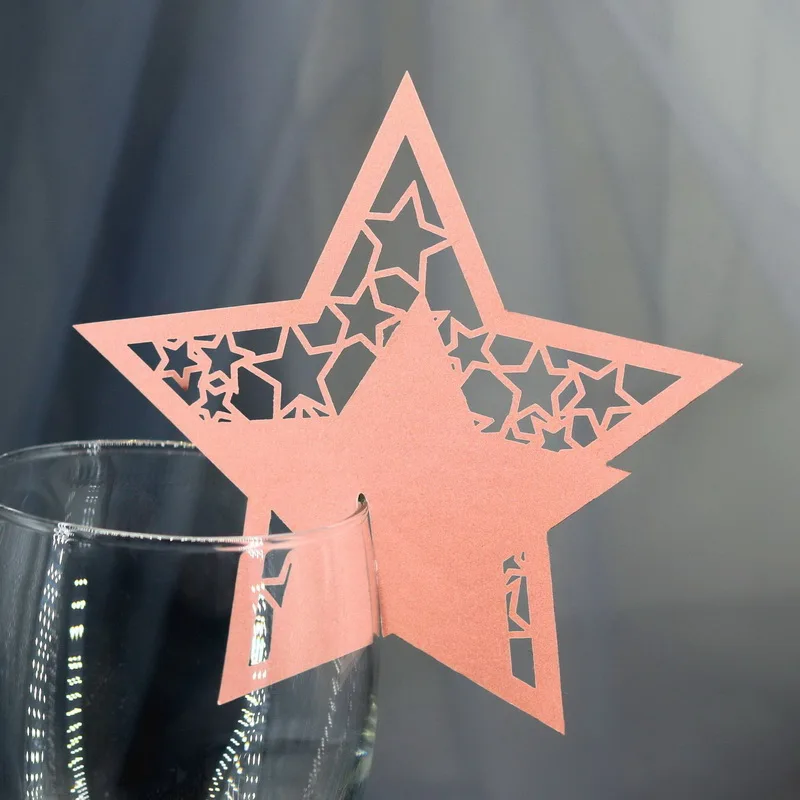 Star Laser Cut Table Name Card Place Cards For Wine Glass Wedding Paper Party Supplies Decoration