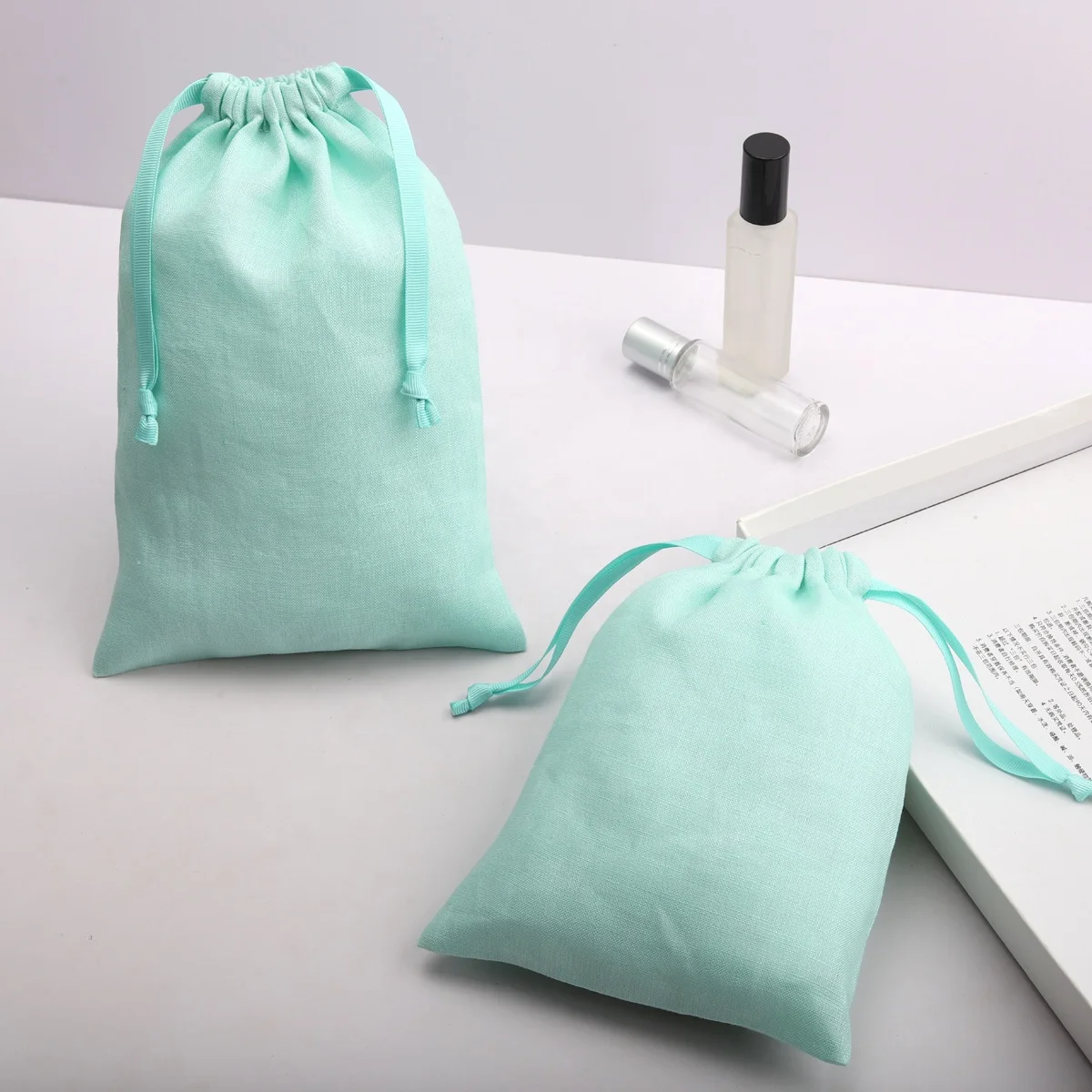 Eco-Friendly 100% Linen Drawstring Bag For Bread Food High Quality Wedding Party Favor Gift Packing Dust Cotton Pouch