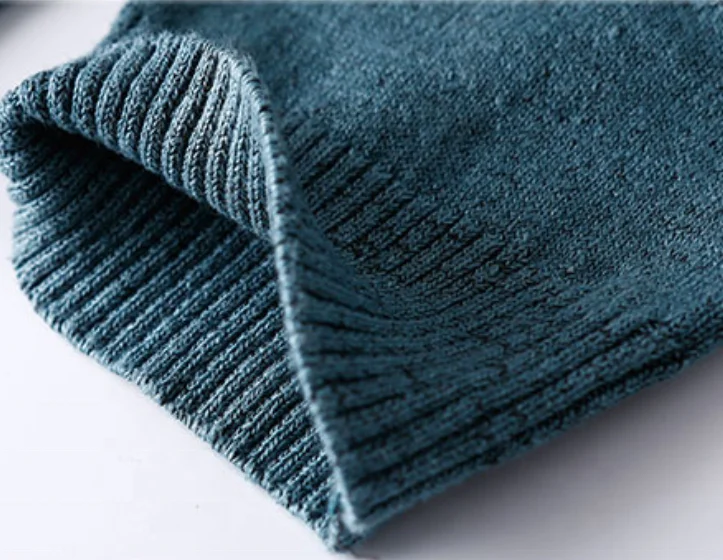 Natural Hemp Fabric Men Knitted V-neck Sweatshirts Sweaters