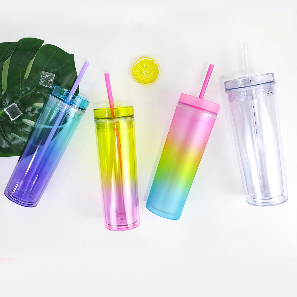 
Mugbaby Reusable changing color 16oz plastic cups with lids and straws wholesale 