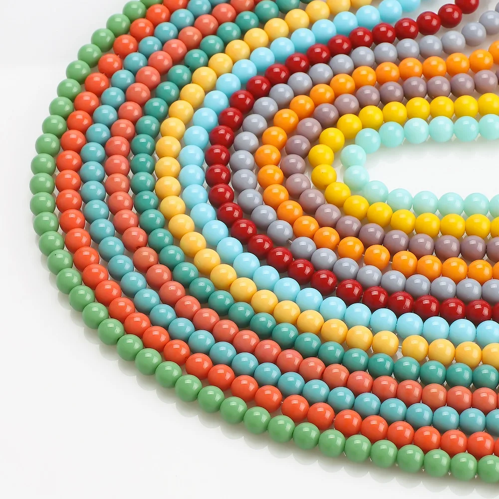Wholesale 50pcs/Strand Loose Glass Beads Round Crystal Opal Glass Beads 8mm Quality DIY Glass Beads for Jewelry Making Wholesale