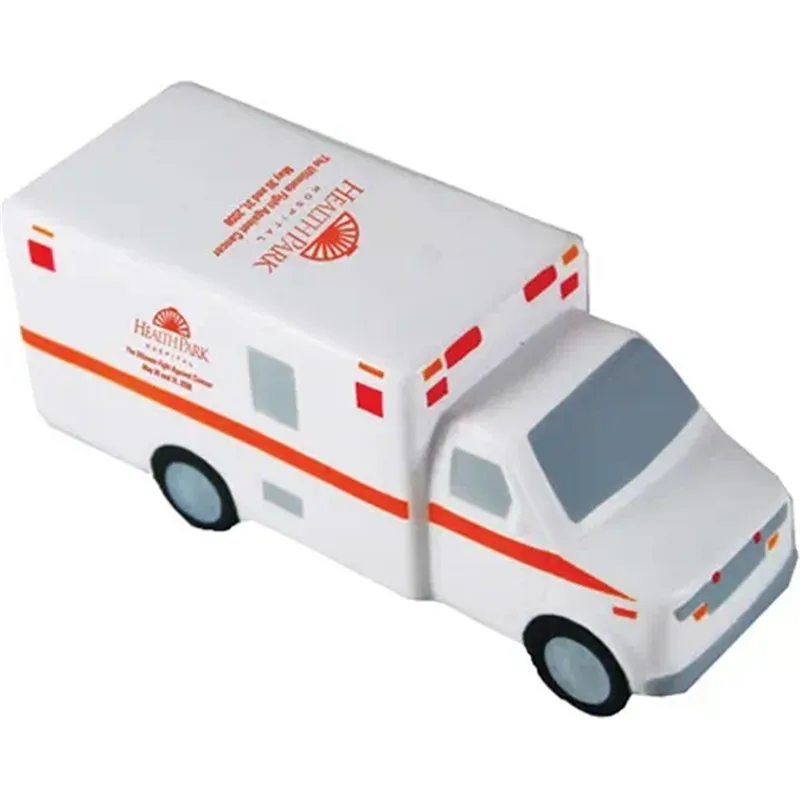 promotional pu squeeze foam reliever ambulance shaped stress ball for child toy