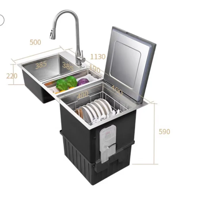 Jingjiang-English display, ultrasonic stainless steel kitchen sink with built in dishwasher