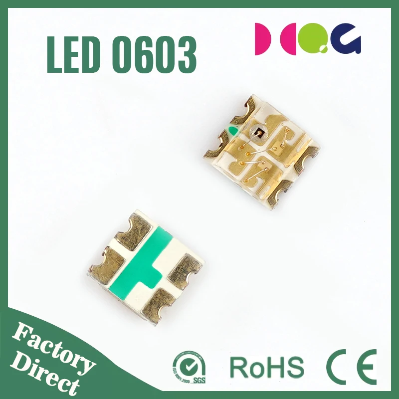 Shenzhen SMD LED 0603 Chip Bi-Color & Full RGB Emitting Red White Blue Yellow with 0.4T 0.6T 0.8T 0.3T Luminous Flux