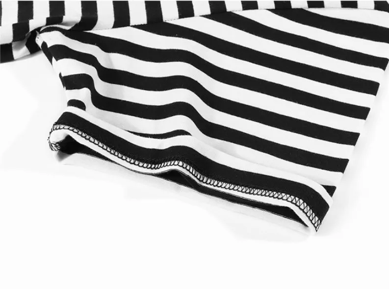 95% Cotton 5% Elastane Classical Wear Black White Fashion Stripes Men Striped T Shirt
