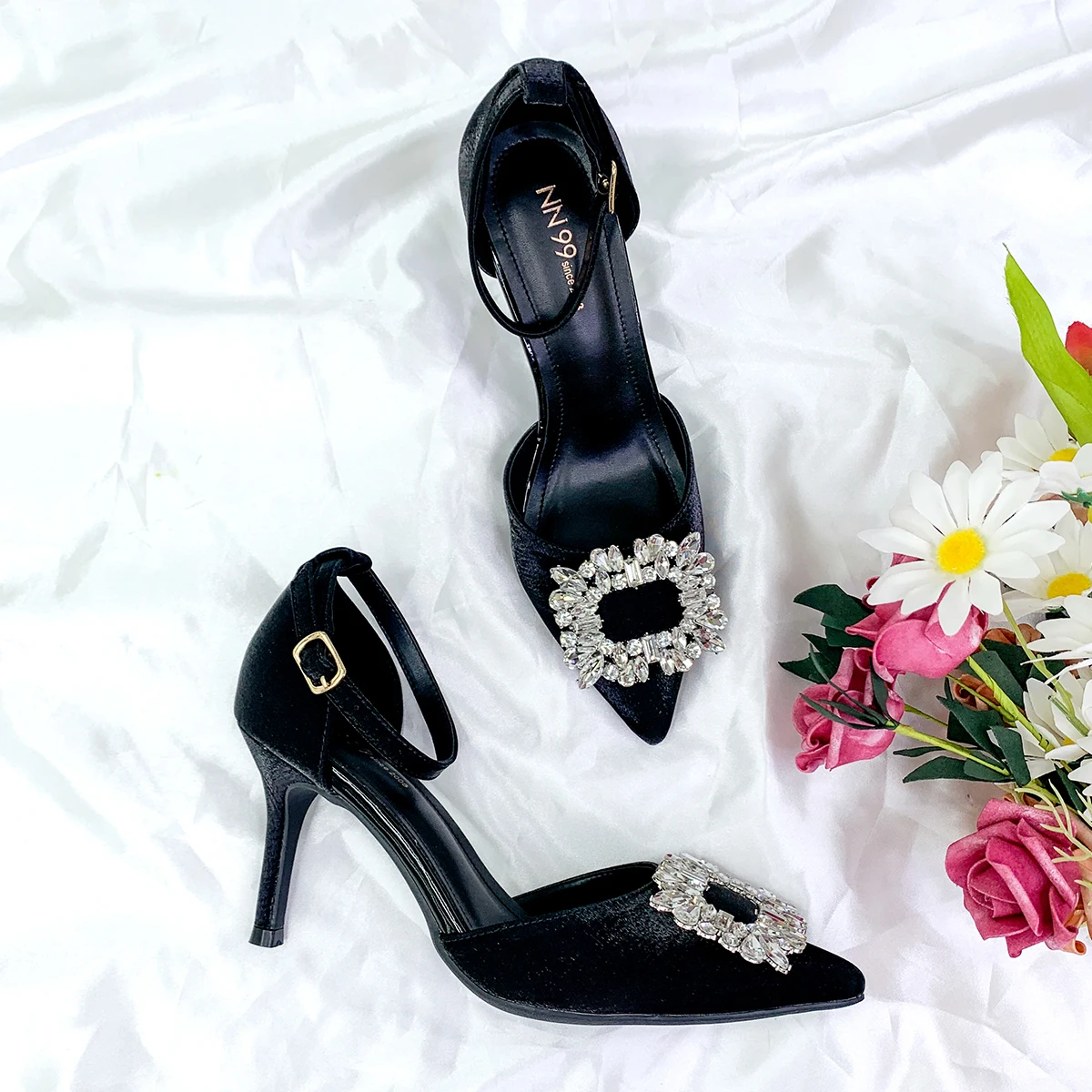 new arrivals ankle strap Design Pointed Toe Ladies high Heel Pumps Shoes  for Women