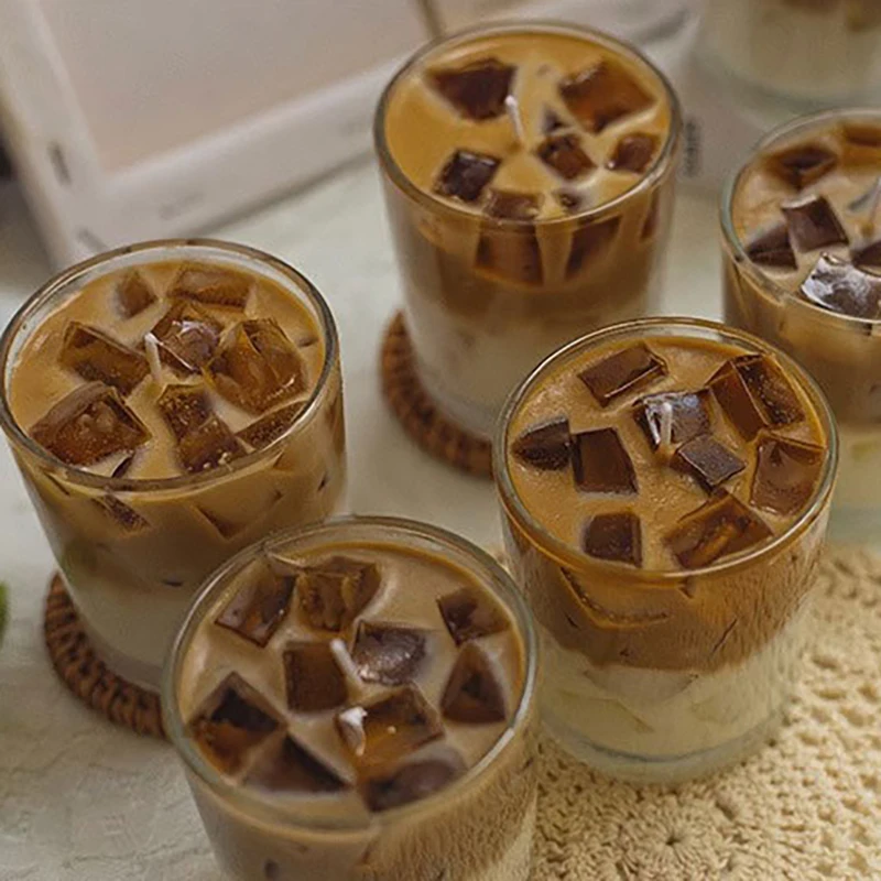 Aromatic Iced Latte Coffee Candles Scented Dessert Fragrance Soy Wax Mini Glass Jar Gift Box Packaging For Home Decor