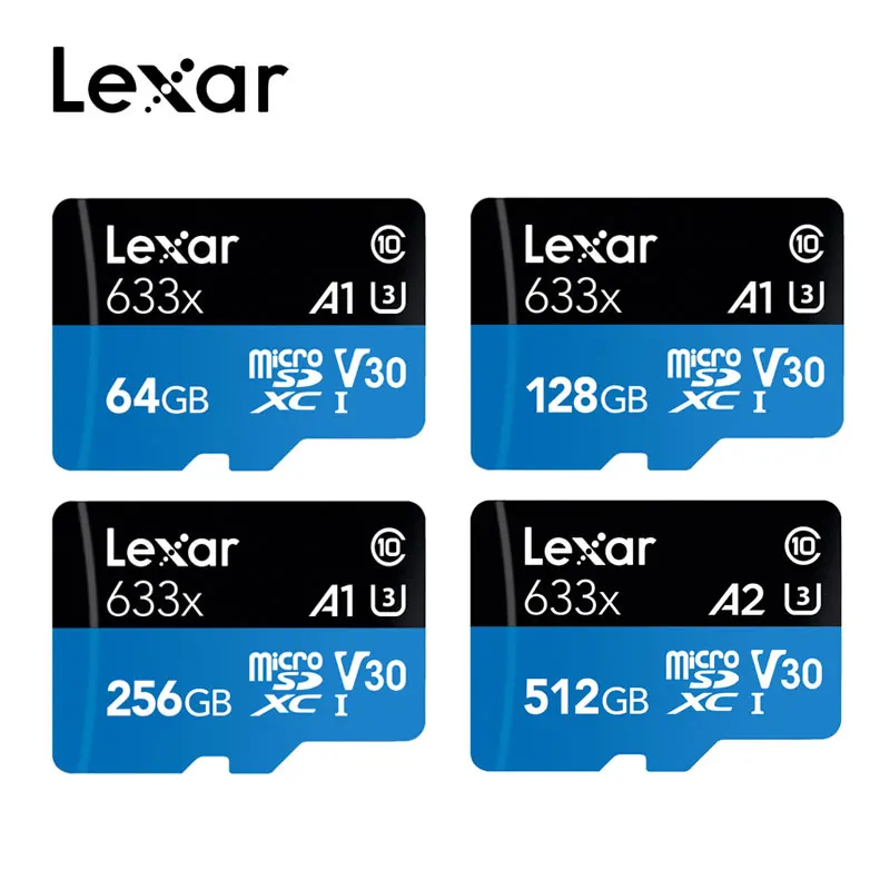 Горячая Распродажа карта памяти Lexar 633X 32 Гб 128 ГБ 256 512 64 Micro SD до 95 м/с C10 U3 U1 для