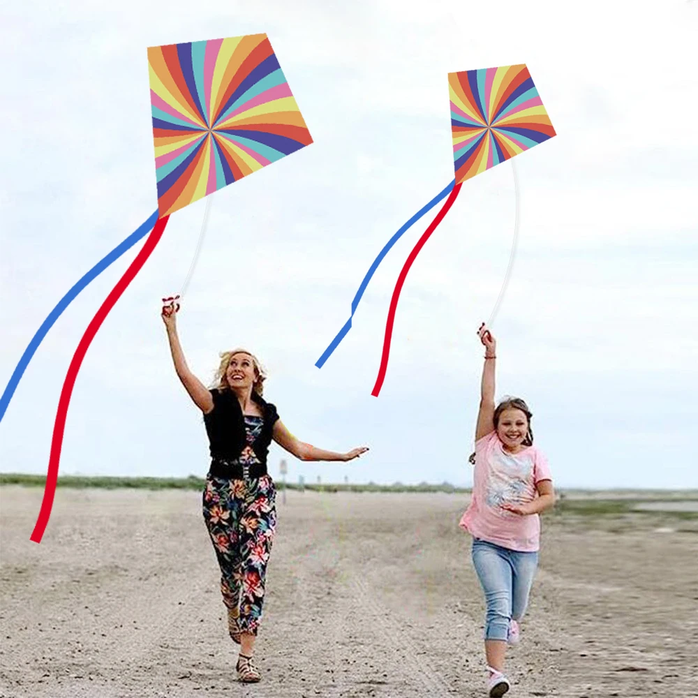 Outdoor Diamond-Shaped Rainbow Kite Custom Flying Kites Wholesale Tail Kite Manufacturer with Unique Designs