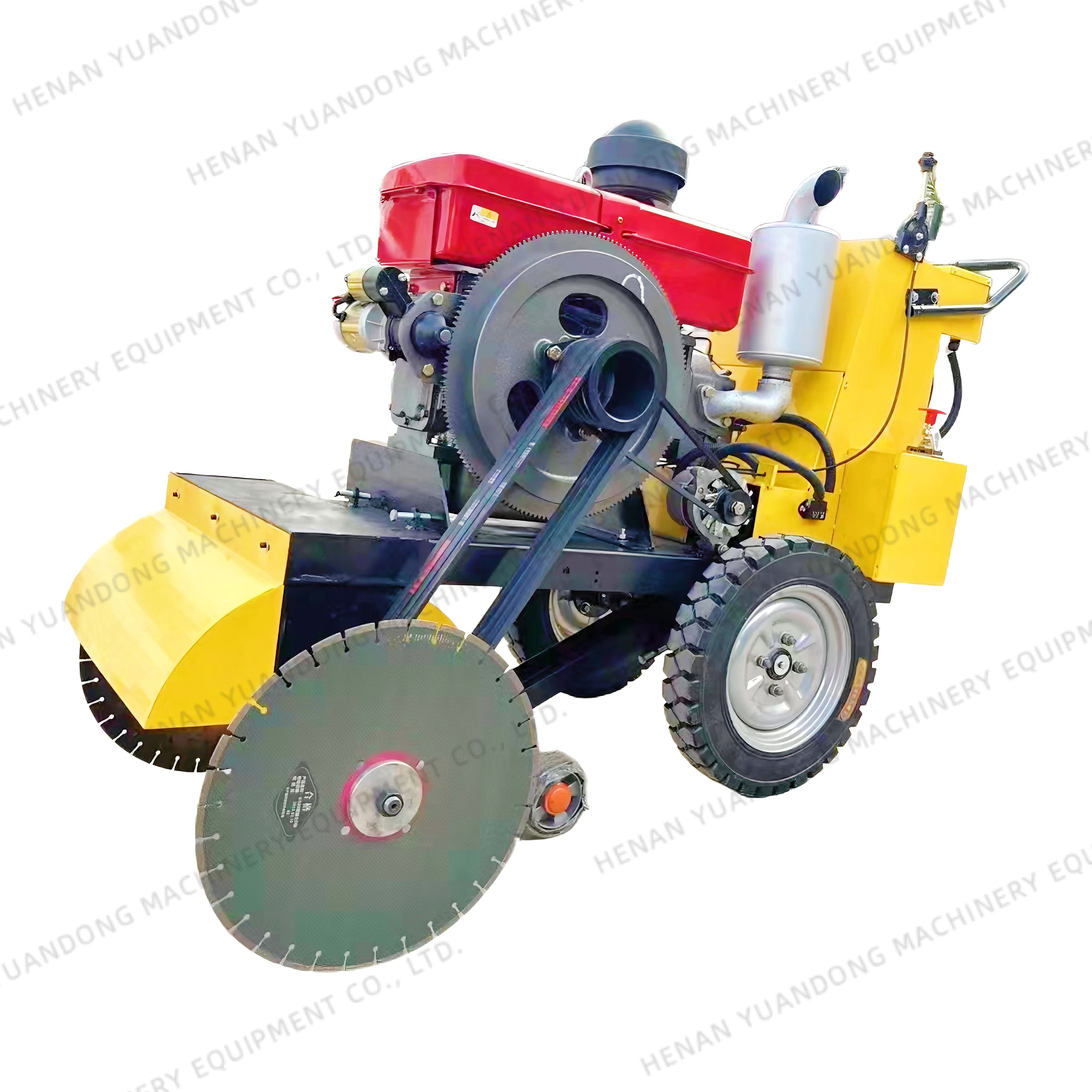 Crawler Double Saw Blades Road Cutting Machine Diesel Concrete Cutting Machine