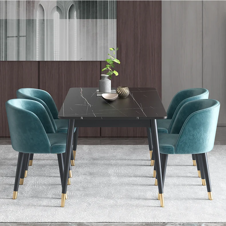 Furniture modern light luxury Nordic rectangle marble dining room tables and chairs