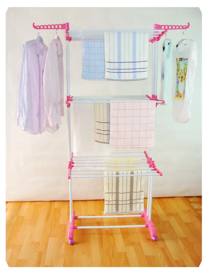BS 8031 folding clothes drying rack that can be  adjustable and folded into small box