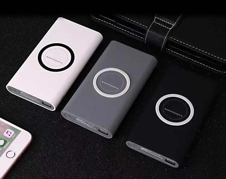 10000mah Power Bank External Battery Bank Built-in Wireless Charger Powerbank Portable QI Power Bank