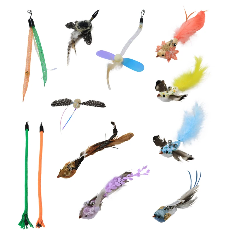 Cute Bird Shape Replacement Head Cat Toys Wands Cat Toys Interactive Training Pet Toys For Dogs And Cats