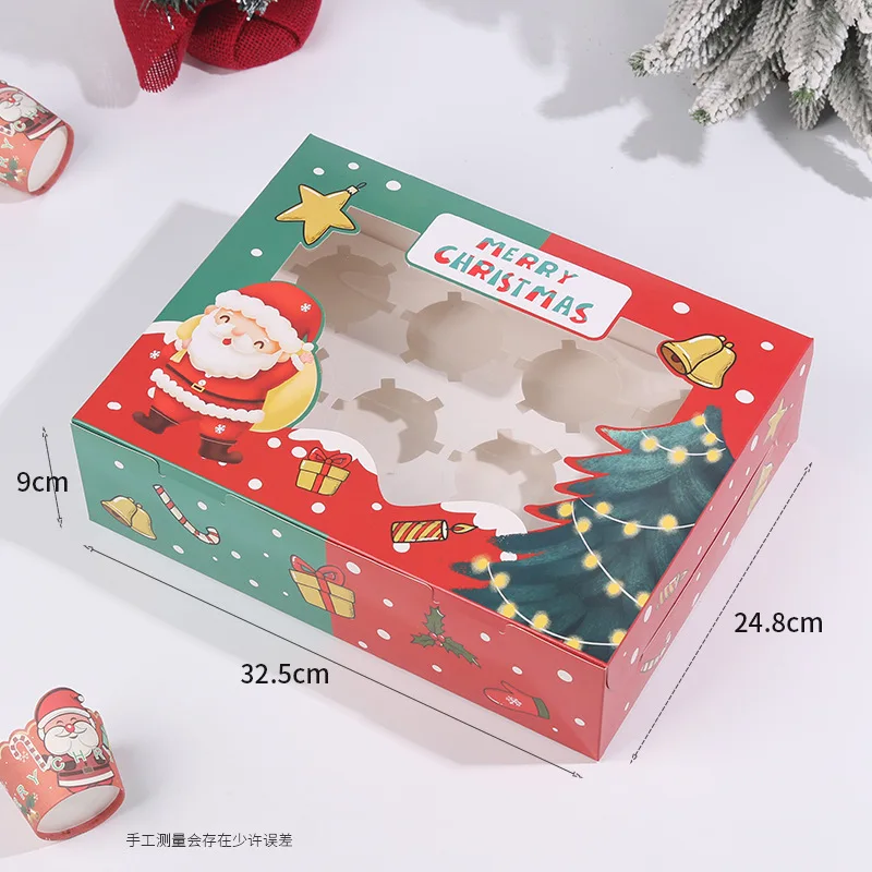 Best seller top window Christmas paper cupcake packaging box