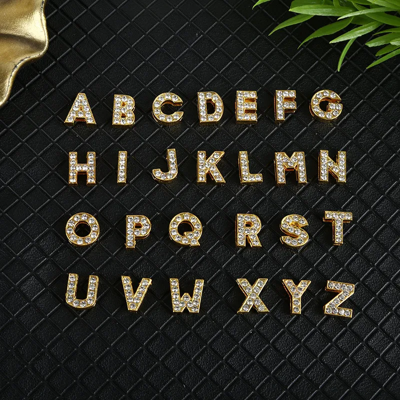 Серебряное A-Z 10 мм со стразами подвеска-Шарм из сплава с подвесками в виде букв кристаллами и буквами для браслетов ожерелья браслеты