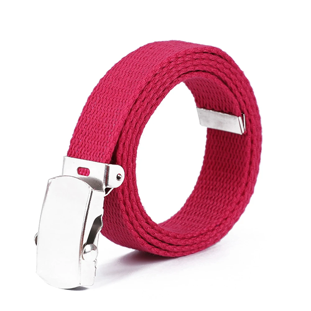 8 Colors Trend Fashion Unisex Student Belt 25mm Thickened Rolling Buckle Canvas Belt Kids Belt