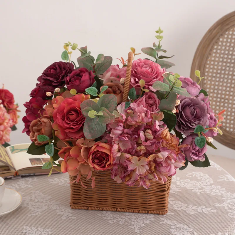 Artificial Flowers Home Decorative Wedding Centerpiece Silk Hydrangea Tulip Lily Orchid Real Touch Rose Peony Artificial Flowers