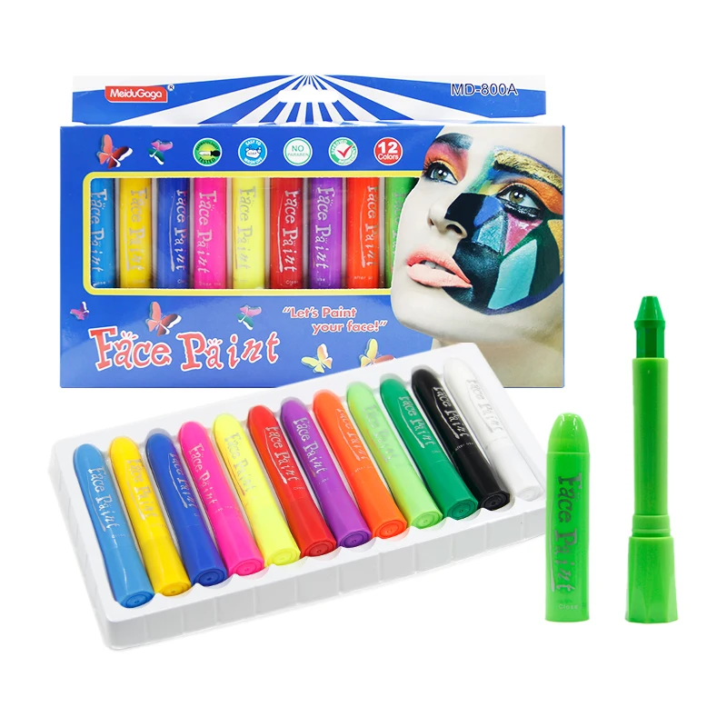12 Solid Tempera Paint Crayon Face Painting  Crayon Set Safe Non-Toxic Kids Body Paint for Halloween Makeup