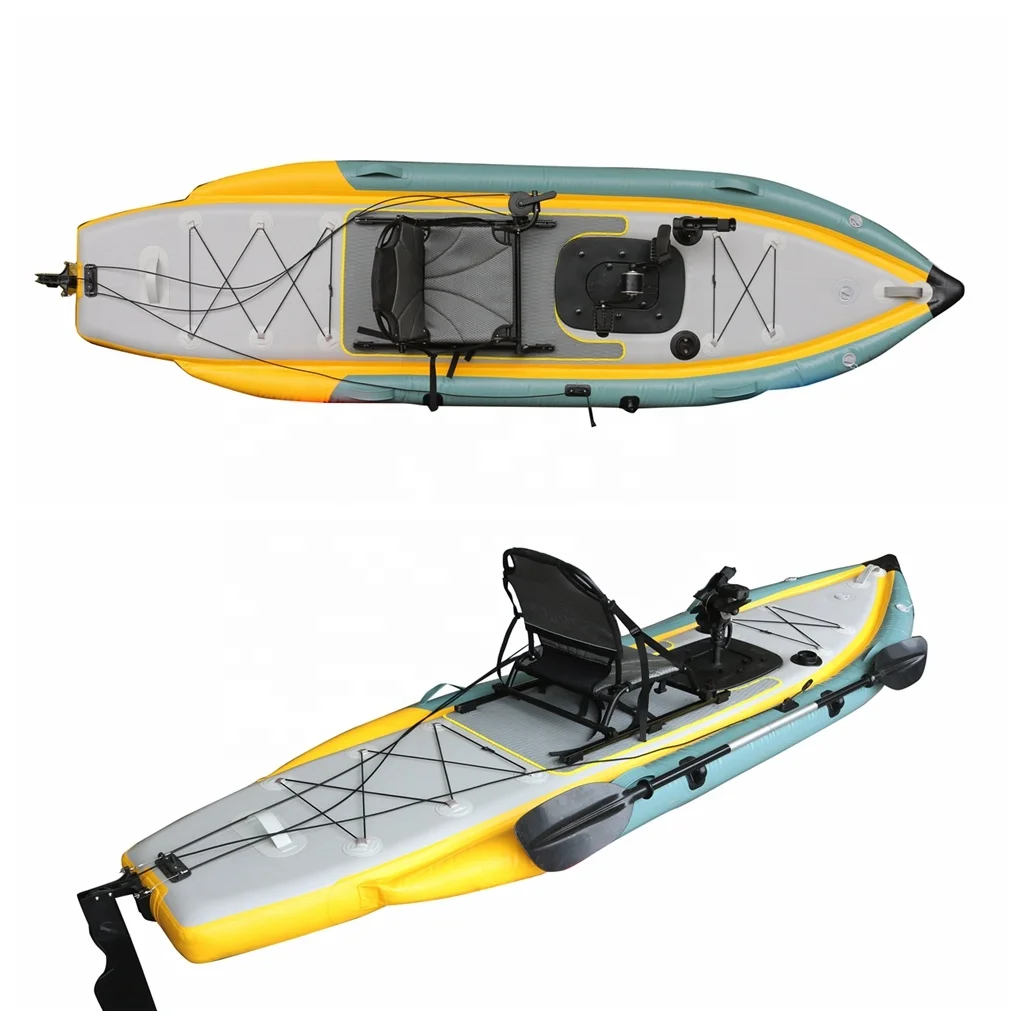 Vicking Hot Selling PVC Material 1 Person Inflatable Pedal Fishing Canoe Kayak Inflatable with Pedals for Outdoor Water Sports