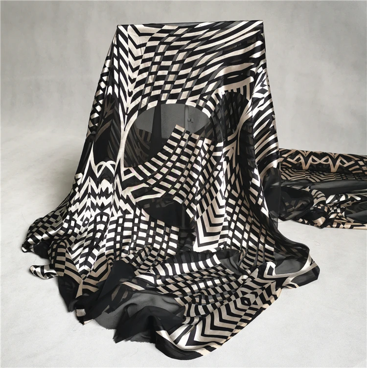 
African Print Fabric Silk Satin Burnout Fabric 22mm Silk Rayon Bournout 