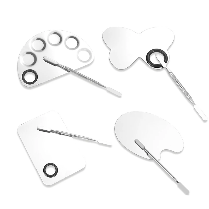 
Private Label Stainless Steel Cosmetic Tools Metal Color Painting Makeup Mixing Palette 