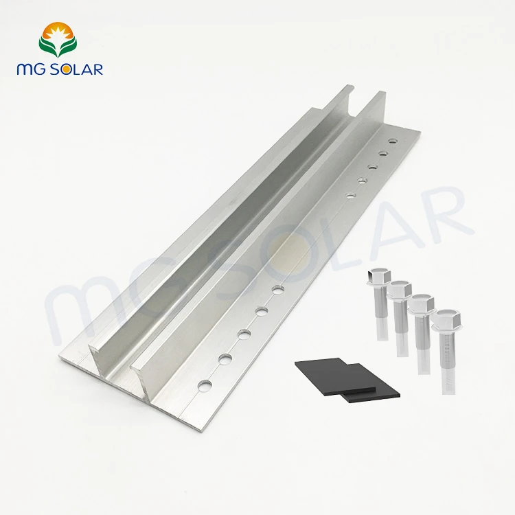 PV Solar Panel Bracket Frame Trapezoidal Metal Roof Mounting System Aluminum Alloy Mini Rail Mounting