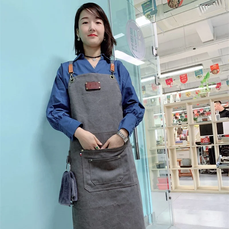 Bast sale canvas barbecue cooking apron custom logo bbq aprons for big men adjustable tool work clothes