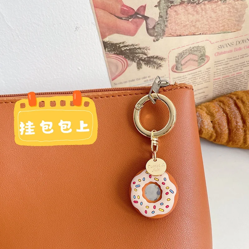 New Cartoon Donuts Case for AirTag Key Ring Silicone Soft Universal Finger Strap Charm Lanyard for AirTag mobile phone pendant