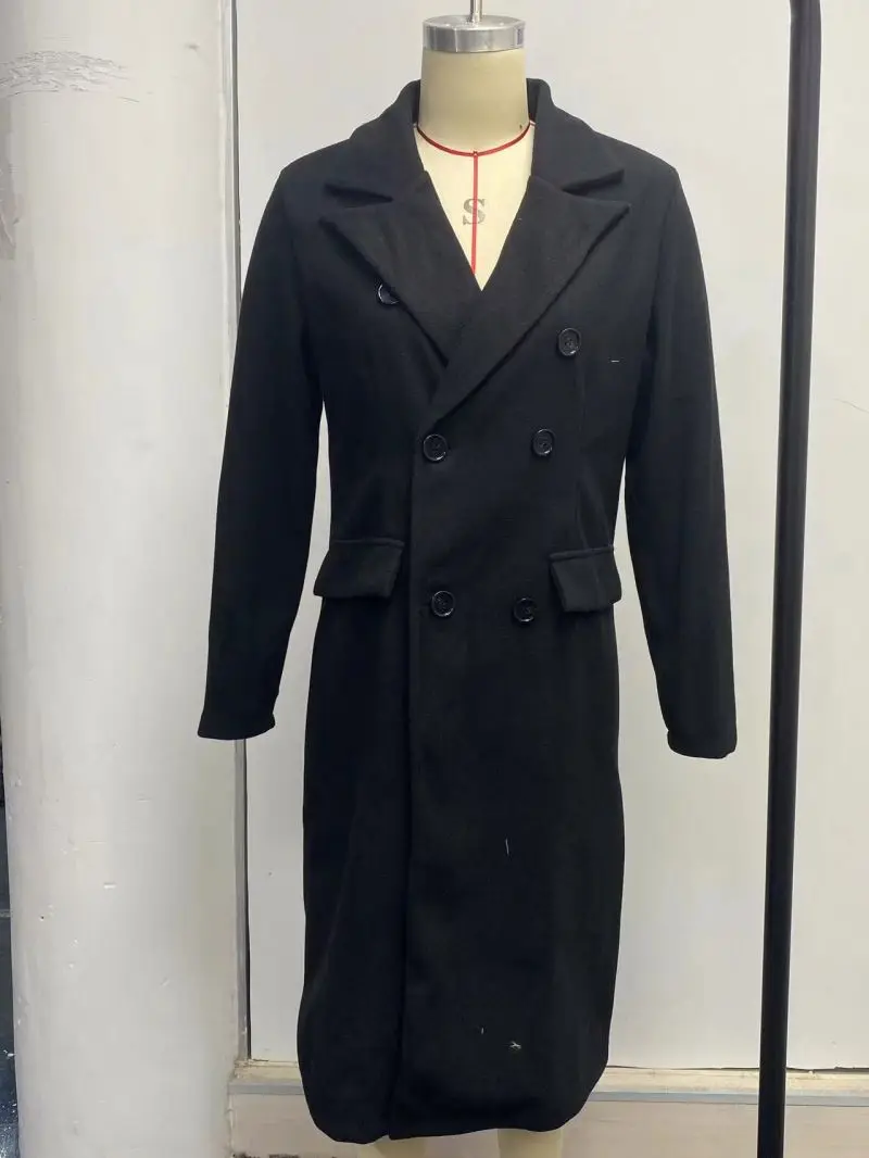 Wool Lapel Thin Winter Coat Solid Color Slim Fit Ladies Woolen Coats Custom LOGO Long Korean for Women Woven Standard