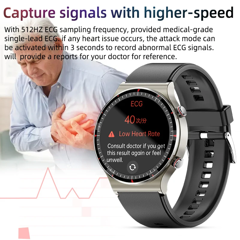 New arrived Medical Grade ECG smart watch Automatic infrared blood oxygen measurement HRV Lorentz scatter diagram smart watches