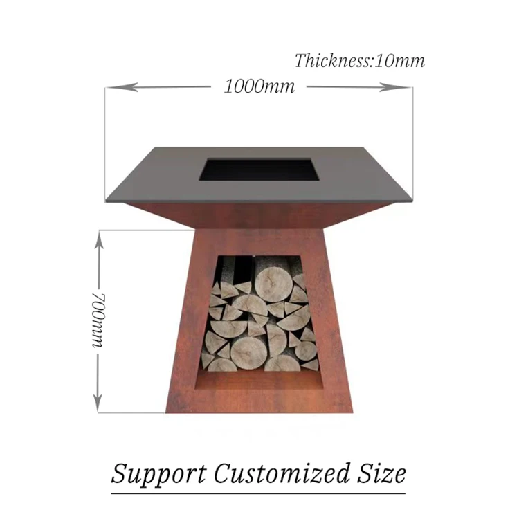 Garden Metal Charcoal Barbecue Grills Fire Pit Bowls Camping Outdoor Barbecue Corten Steel Balcony BBQ Grill