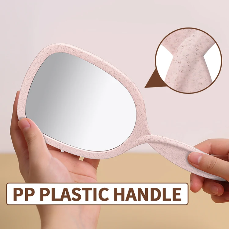 factory portable professionnel mini miroir de maquillage glass handheld mirror with pink frame for travel