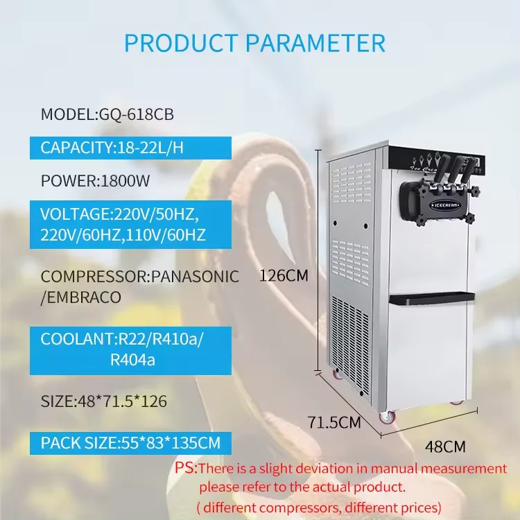 New stainless steel 2024 new soft ice cream machine 3 flavors factory price