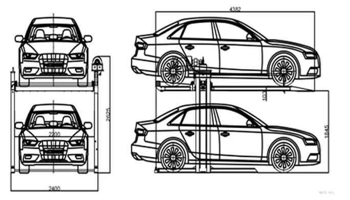 motor drive two post car parking lift for home garage