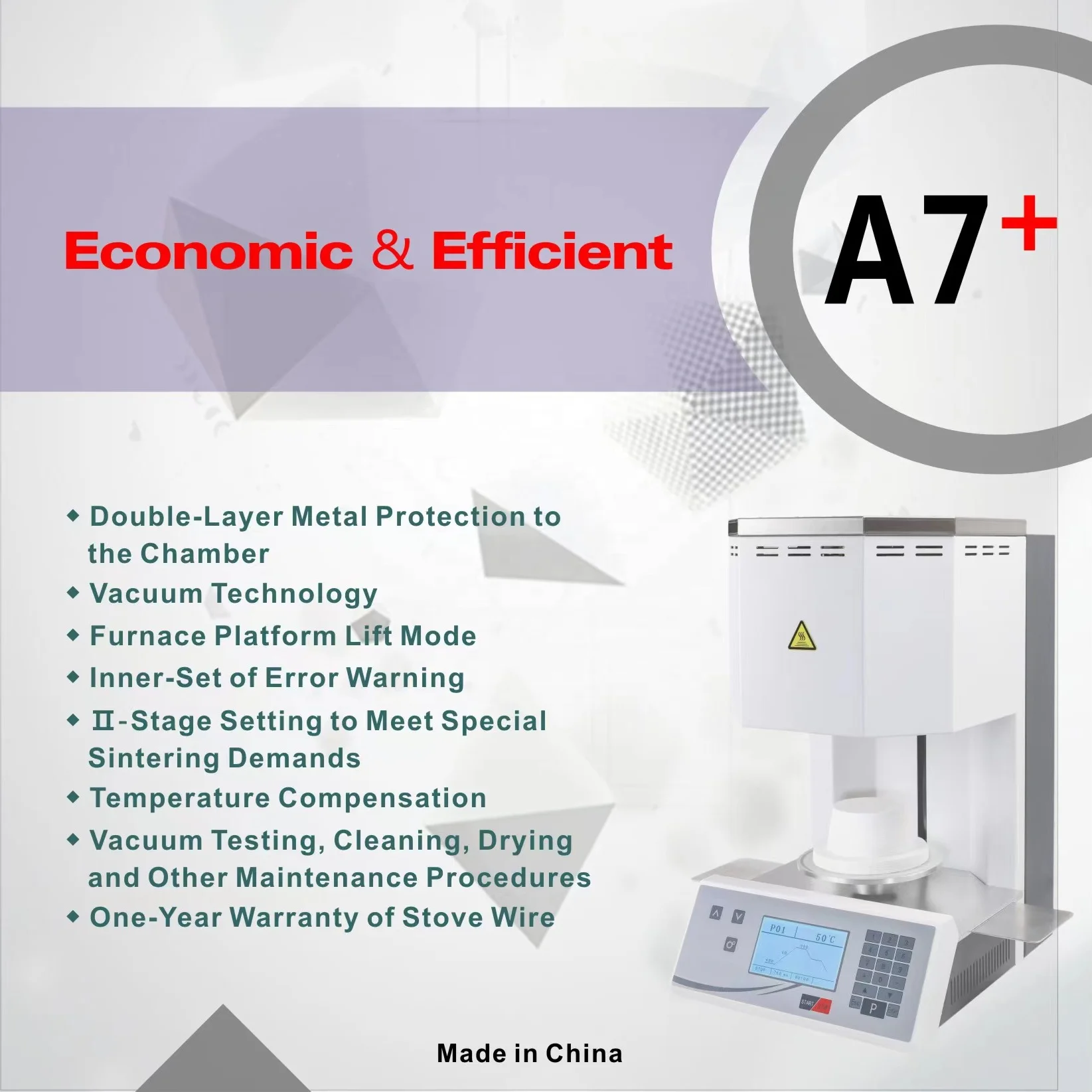 Ceramic Furnace Double Valve Vacuum Tech A7 Porcelain Furnace Efficiency Multi Function Dental Oven For Dental Laboratory