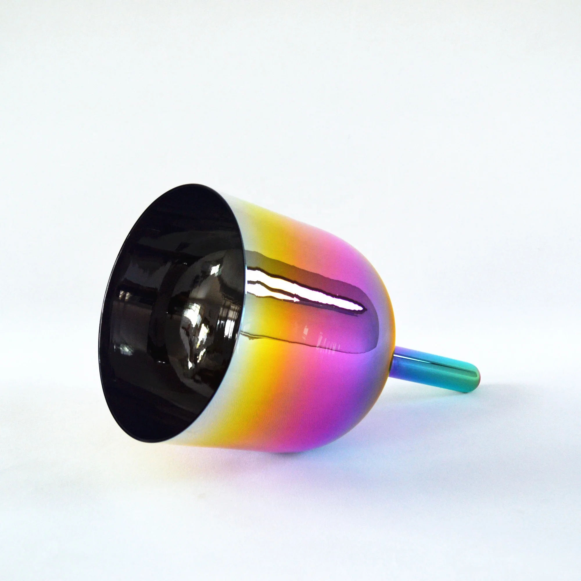 HF Gorgeous Handle Crystal Singing Bowl Titanium Plated Bowl Sound Healing Meditation Octave 3rd 4th Quartz Sound Bowl