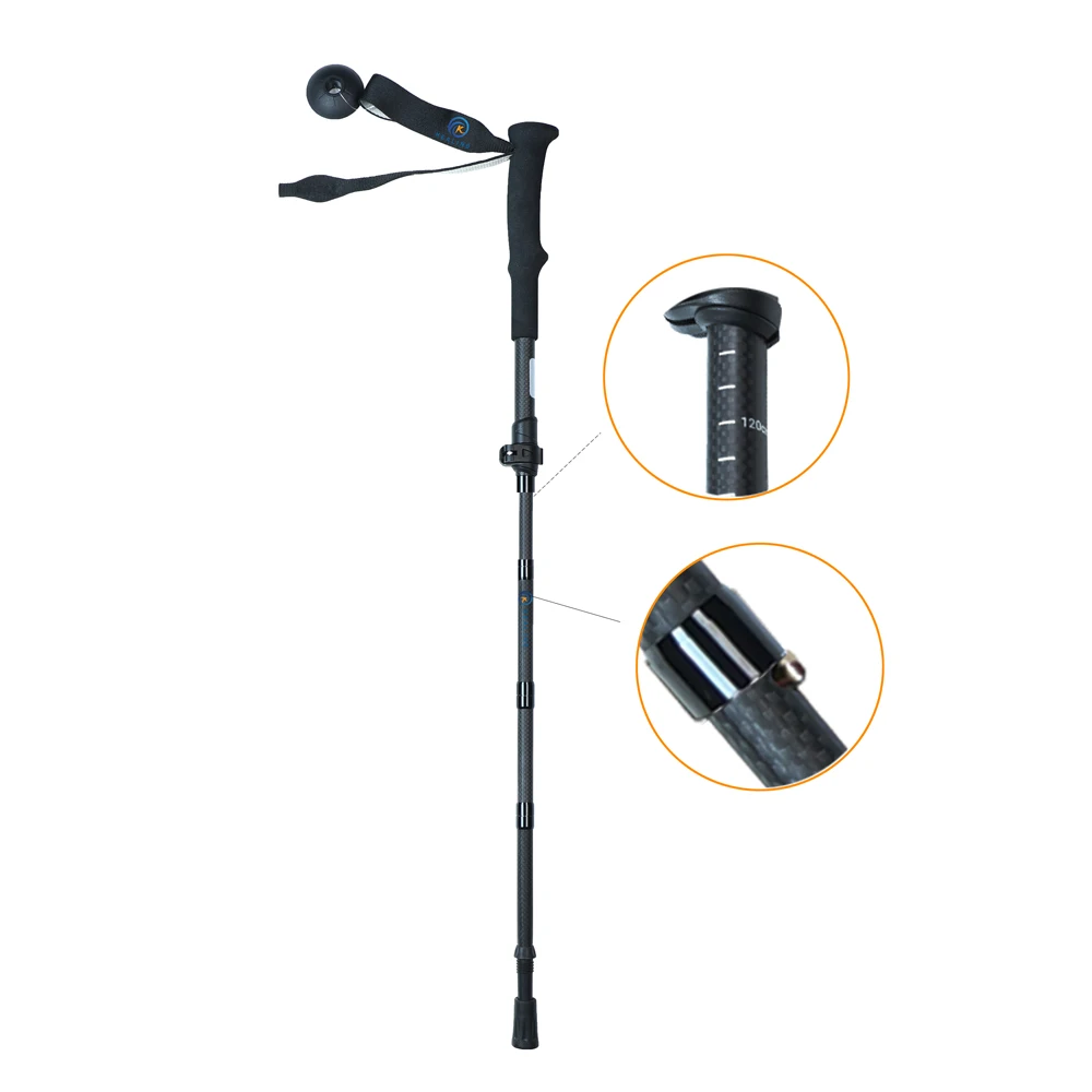 5 Sections Alpenstock Hiking Camping Equipment Ultralight Carbon Hiking Stick Outdoor Folding Trekking Pole Stretching