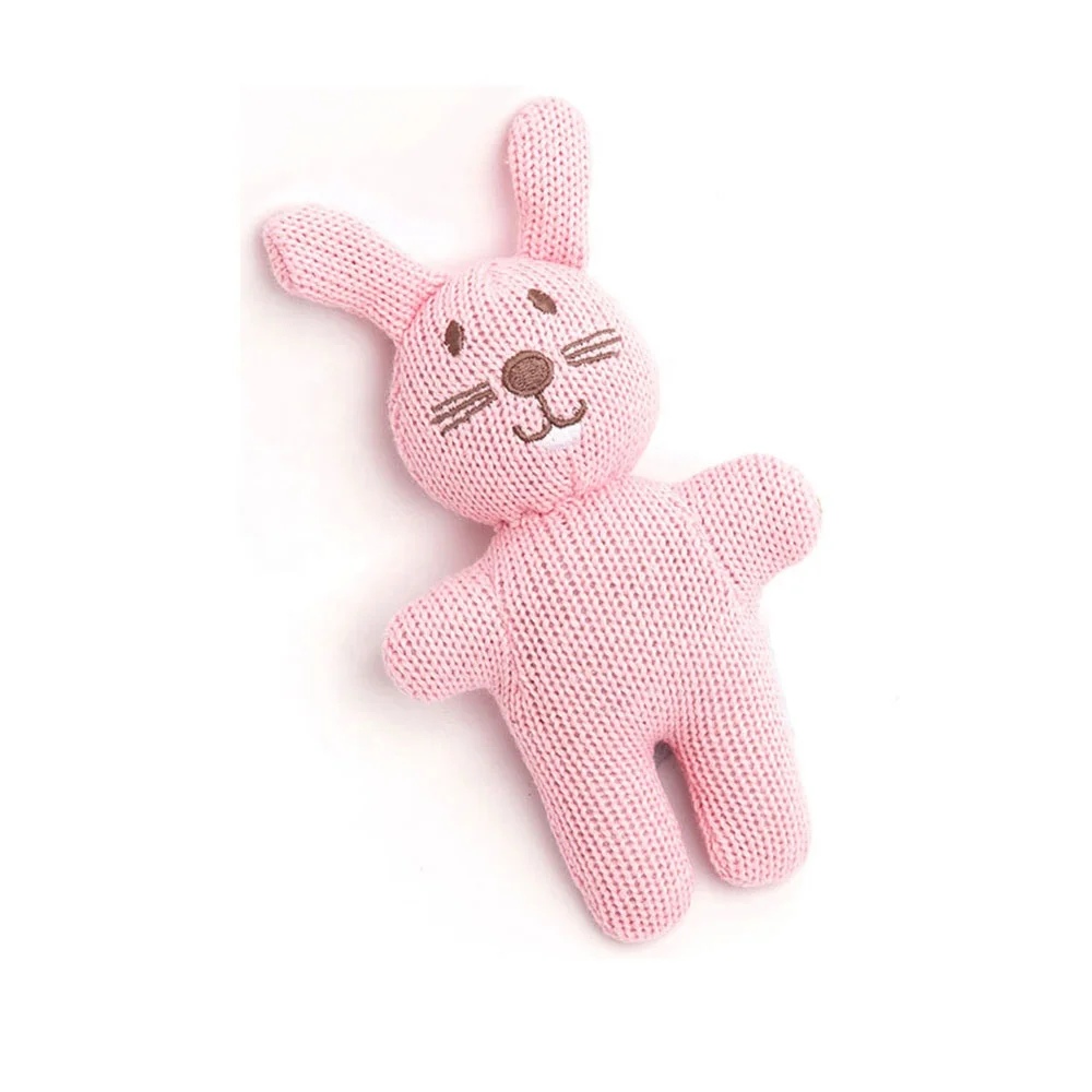 
Stuffed Knit Fabric Baby Rattle Rabbit Cute Crochet Baby Toy Bunny 