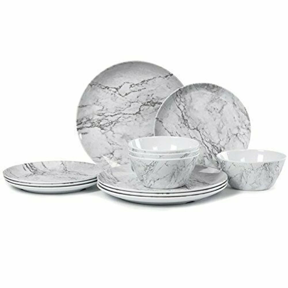 Индивидуальная мраморная посуда в скандинавском стиле, роскошные миски, тарелки, набор из 6 шт., посуда, меламиновые круглые тарелки, белые для свадебной вечеринки, ресторана