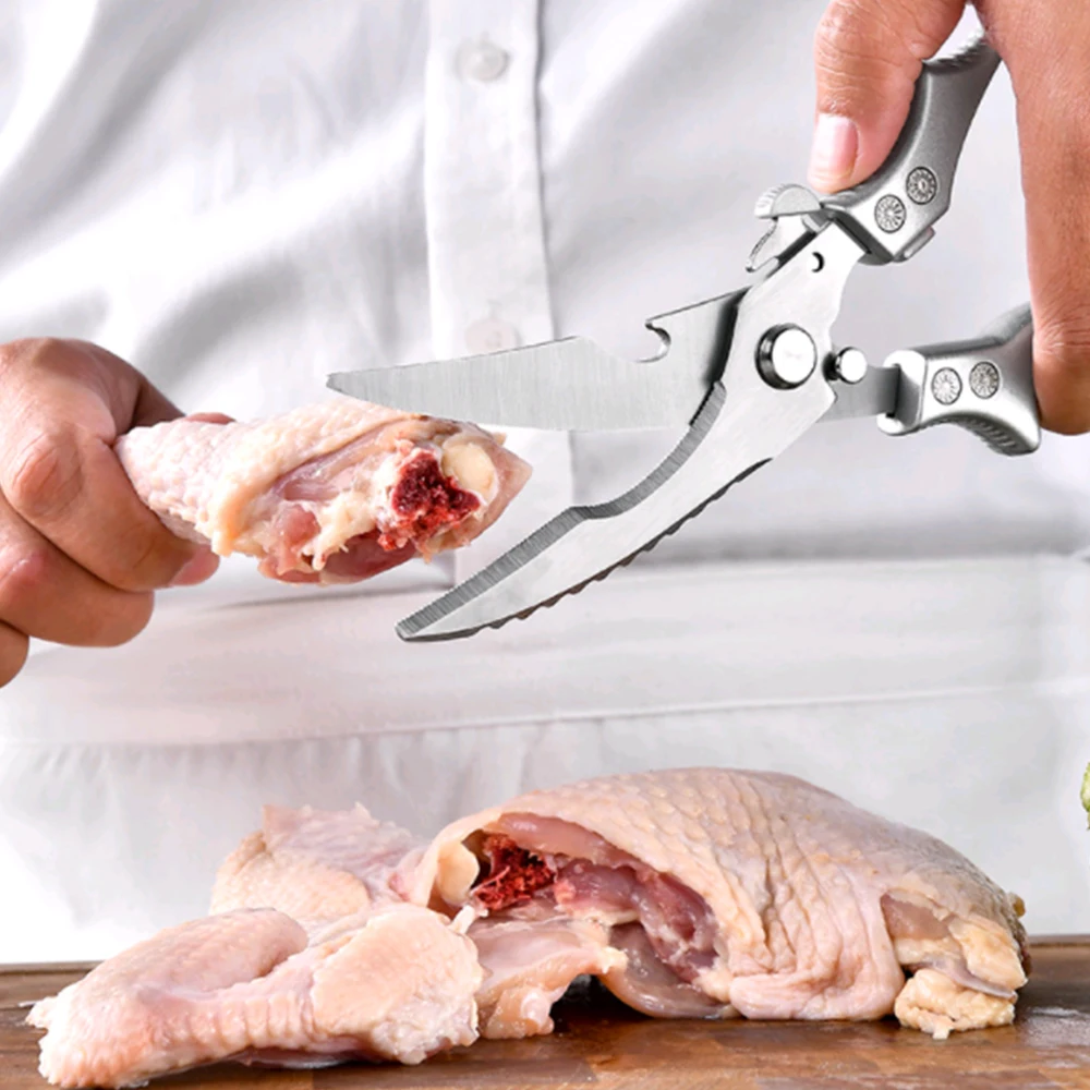 Smartpan Kitchen Multifunctional Scraping Bottle Opener Chicken Boning Meat Steel Bone Cutting Scissors