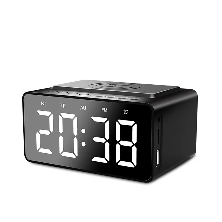 Top LED Digital Alarm Clock Speaker, Custom Table clocks FM Radio TF Card Wireless Speakers