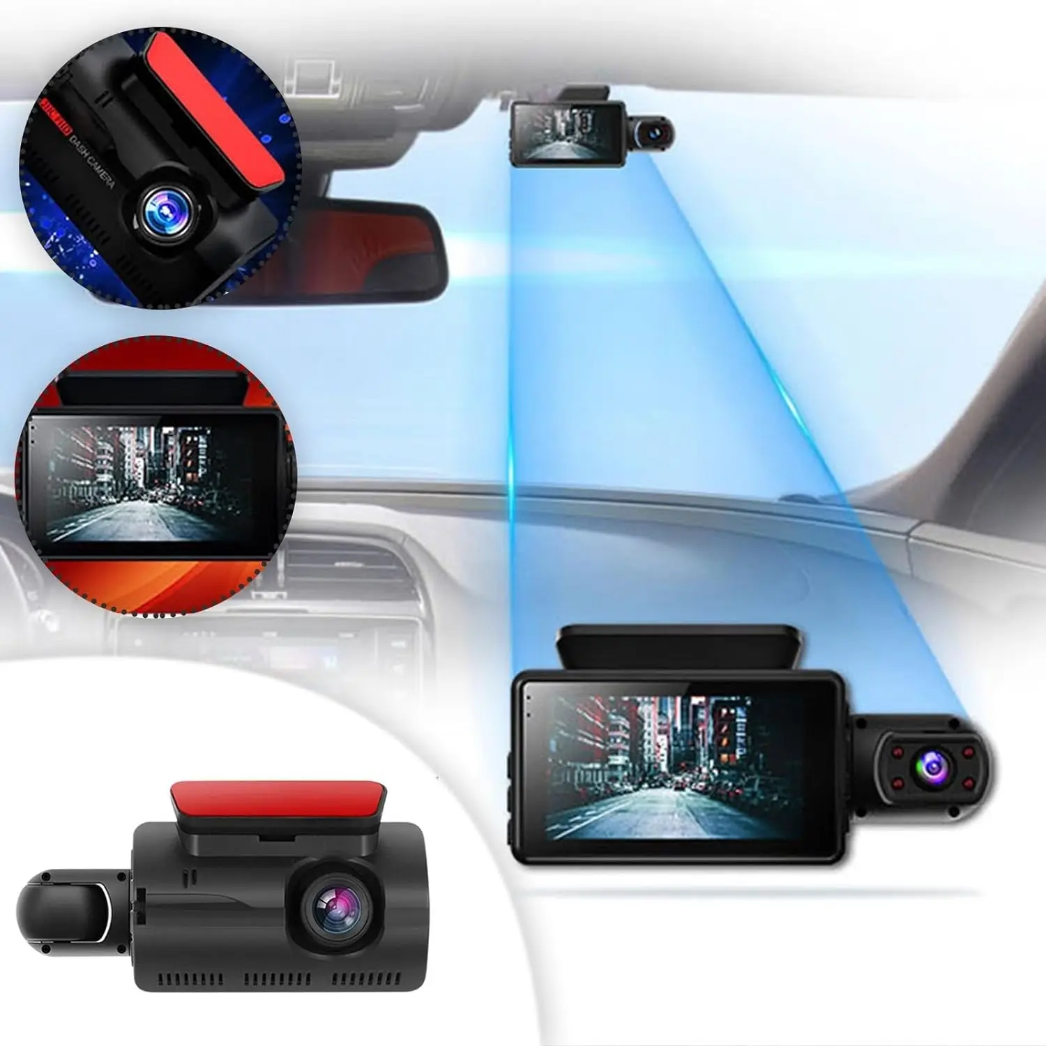 3.0 Inch Dash Camera Dual Lens With Rearview Camera Video Recorder Full HD 1080P Car Dvrs