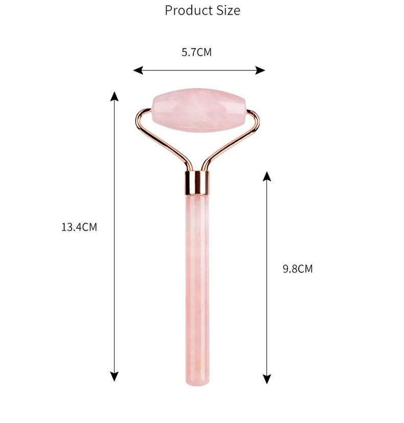 Natural Quartz Crystal Single Head Roller Rose Quartz Massage Facial Roller
