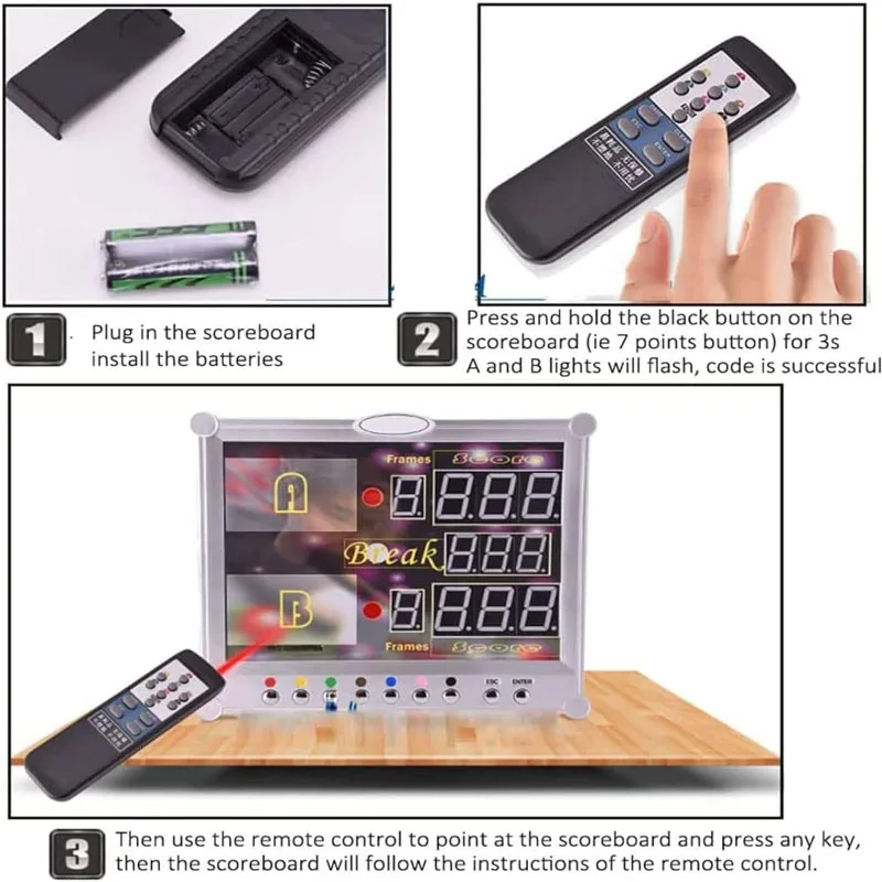 Wall-Mount LED Digital Display Scoreboard Snooker Game Scoreboard Points Counter