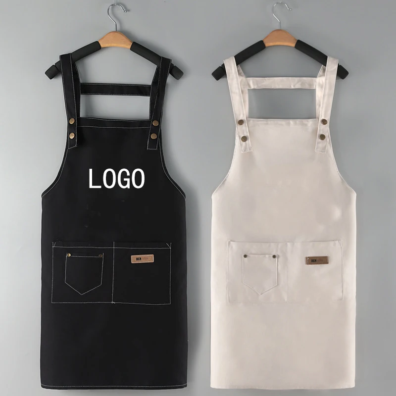 China Supply Wholesale Customized Printed Logo Waterproof Eco Friendly Durable Denim Aprons for Kitchen or Nail