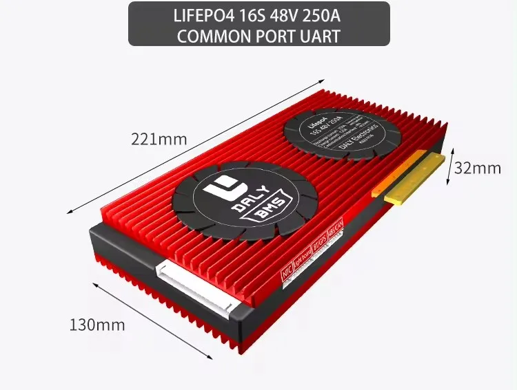 EU USA warehouse Custom manufacturer DALY 4S 8S 16S 12V 24V 48V 100A 150A 200A 250A with FAN Smart BMS LiFePO4 Lithium battery